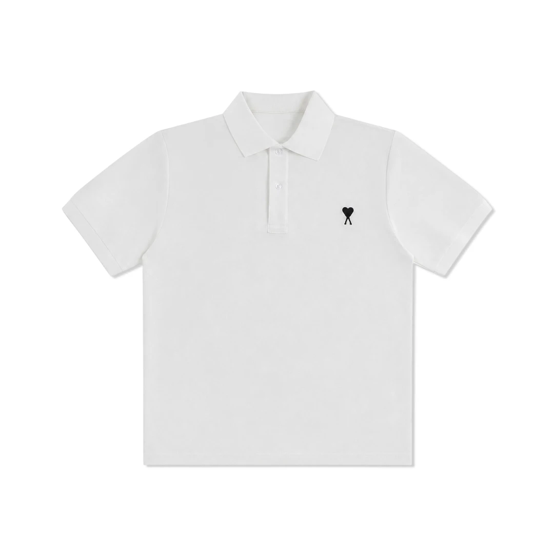 Ami Paris De Coeur Embroidered Polo Shirt - White