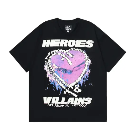 Hellstar Heroes Villains Heart T-Shirt - Black