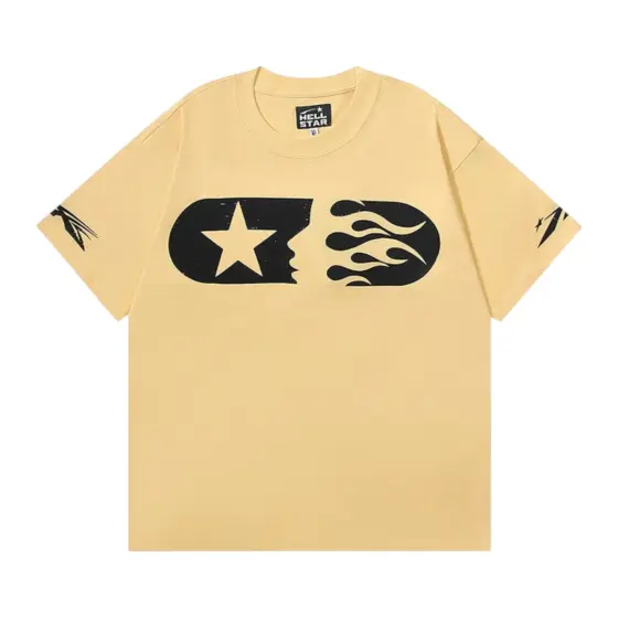 Hellstar Star Flame Scribble T-Shirt - Yellow