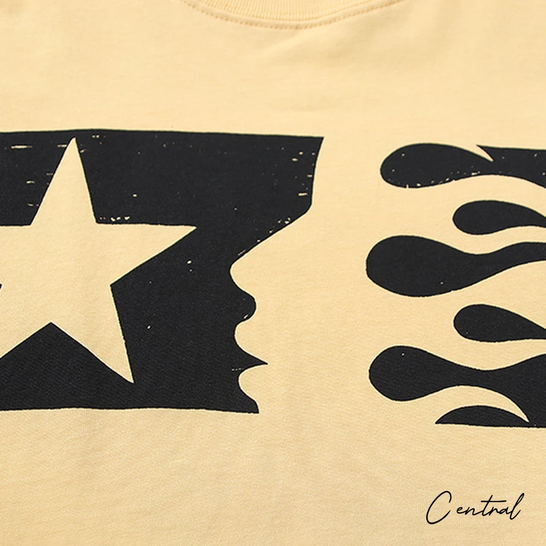 Hellstar Star Flame Scribble T-Shirt - Yellow
