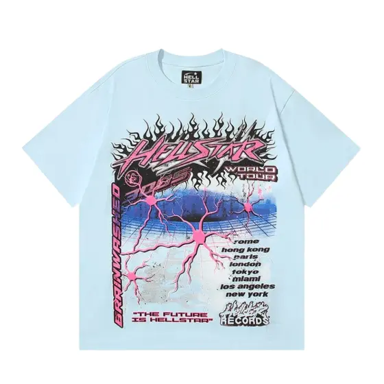 Hellstar Hellstar Records Lightning T-Shirt - Light Blue