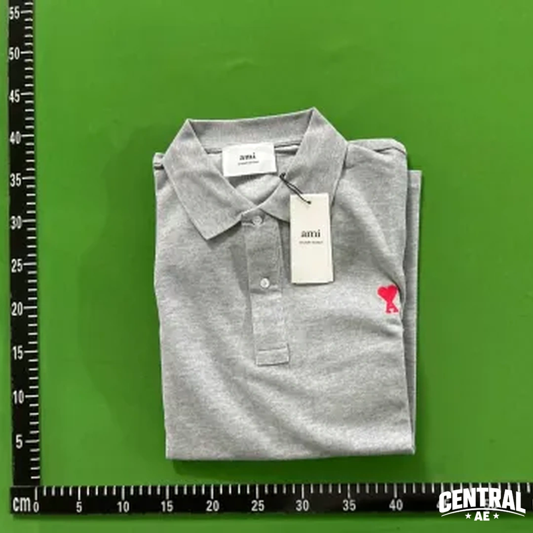 Ami Paris De Coeur Embroidered Polo Shirt - Gray