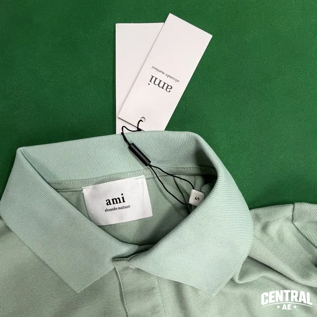 Ami Paris De Coeur Embroidered Polo Shirt - light green