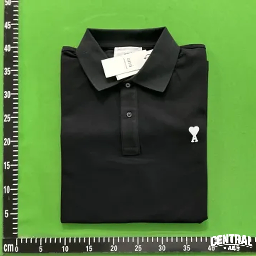 Ami Paris De Coeur Embroidered Polo Shirt - Black