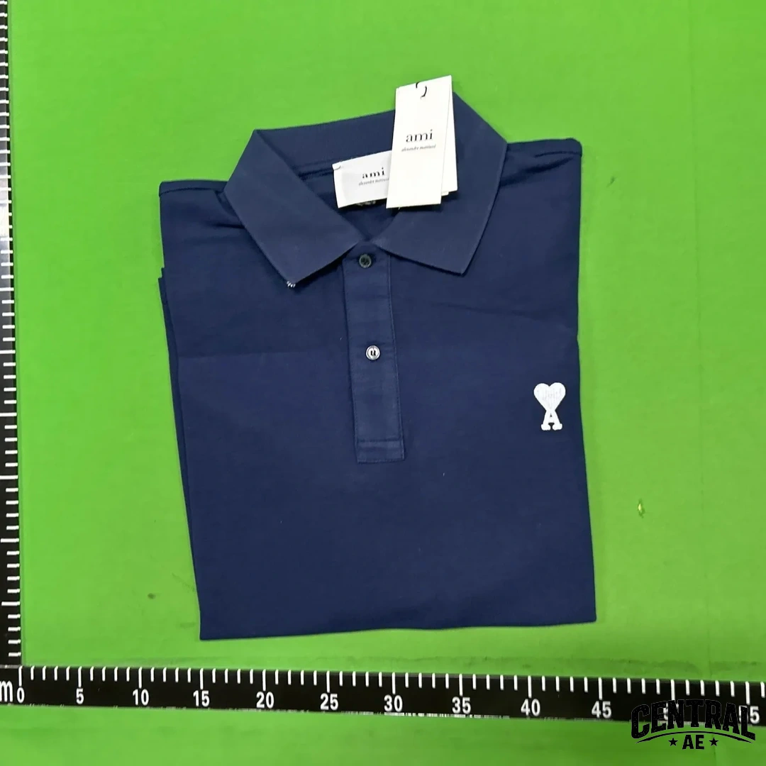 Ami Paris De Coeur Embroidered Polo Shirt - Navy