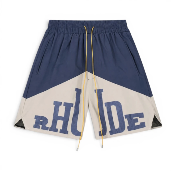 Rhude 8048 Colorblock Logo Shorts - Navy / Cream