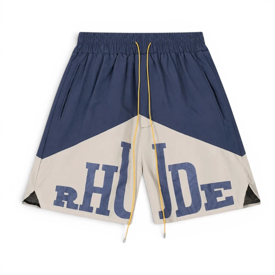 Rhude 8048 Colorblock Logo Shorts - Navy / Cream