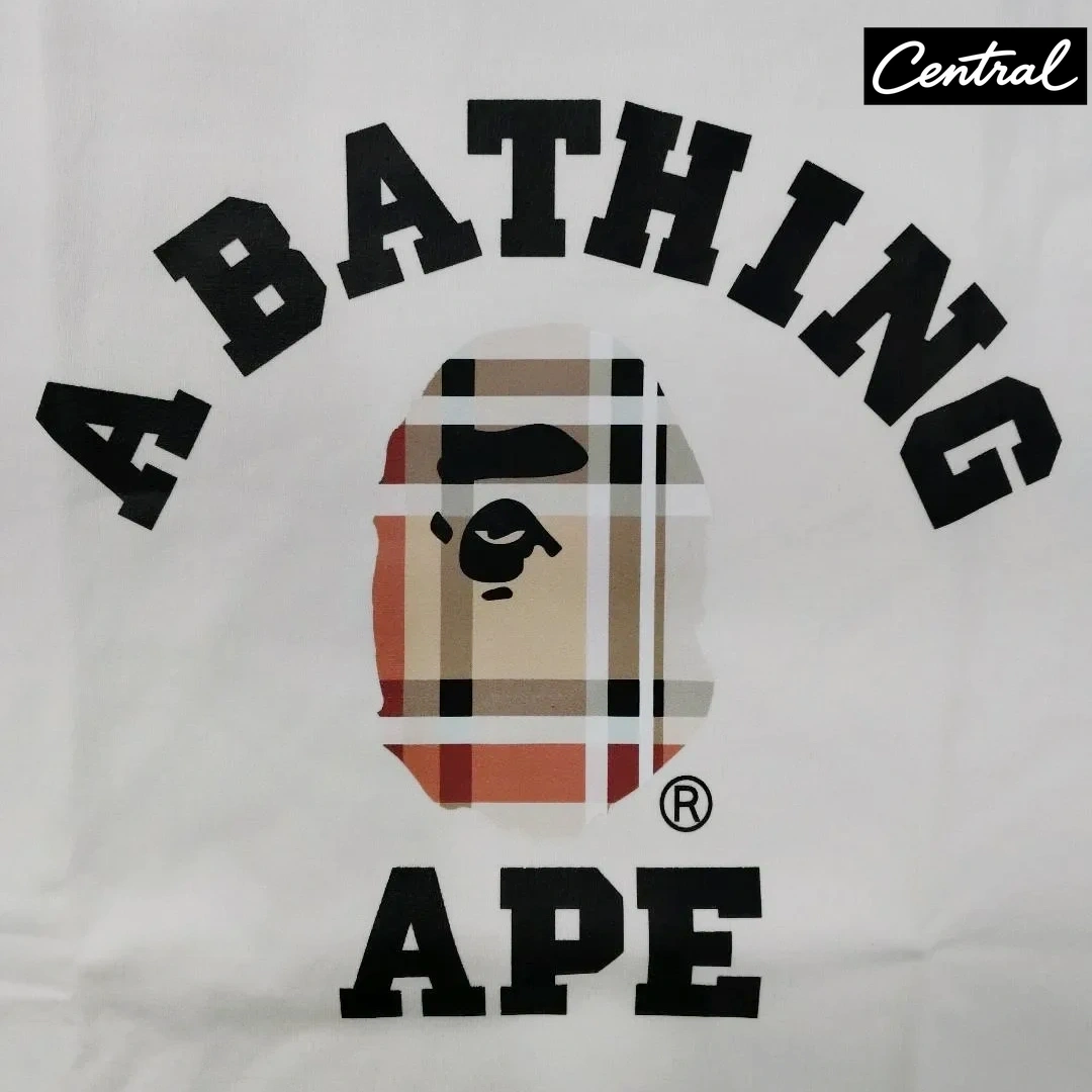 BAPE Check College Tee - white