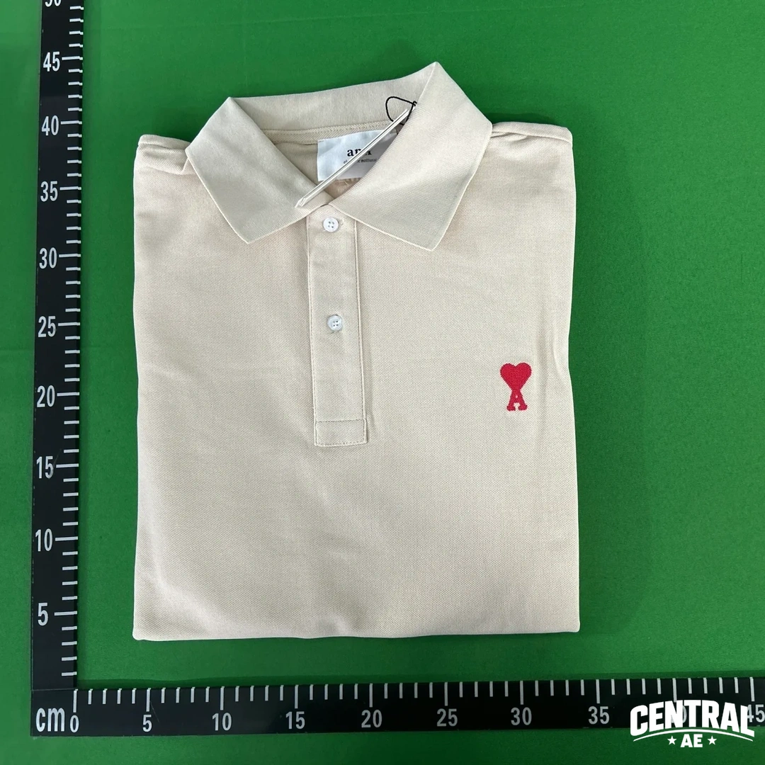 Ami Paris De Coeur Embroidered Polo Shirt - Khaki