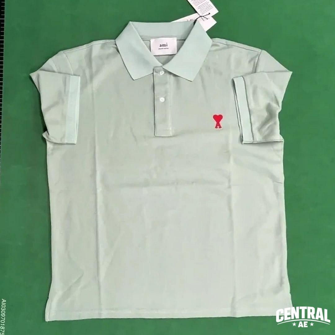 Ami Paris De Coeur Embroidered Polo Shirt - light green