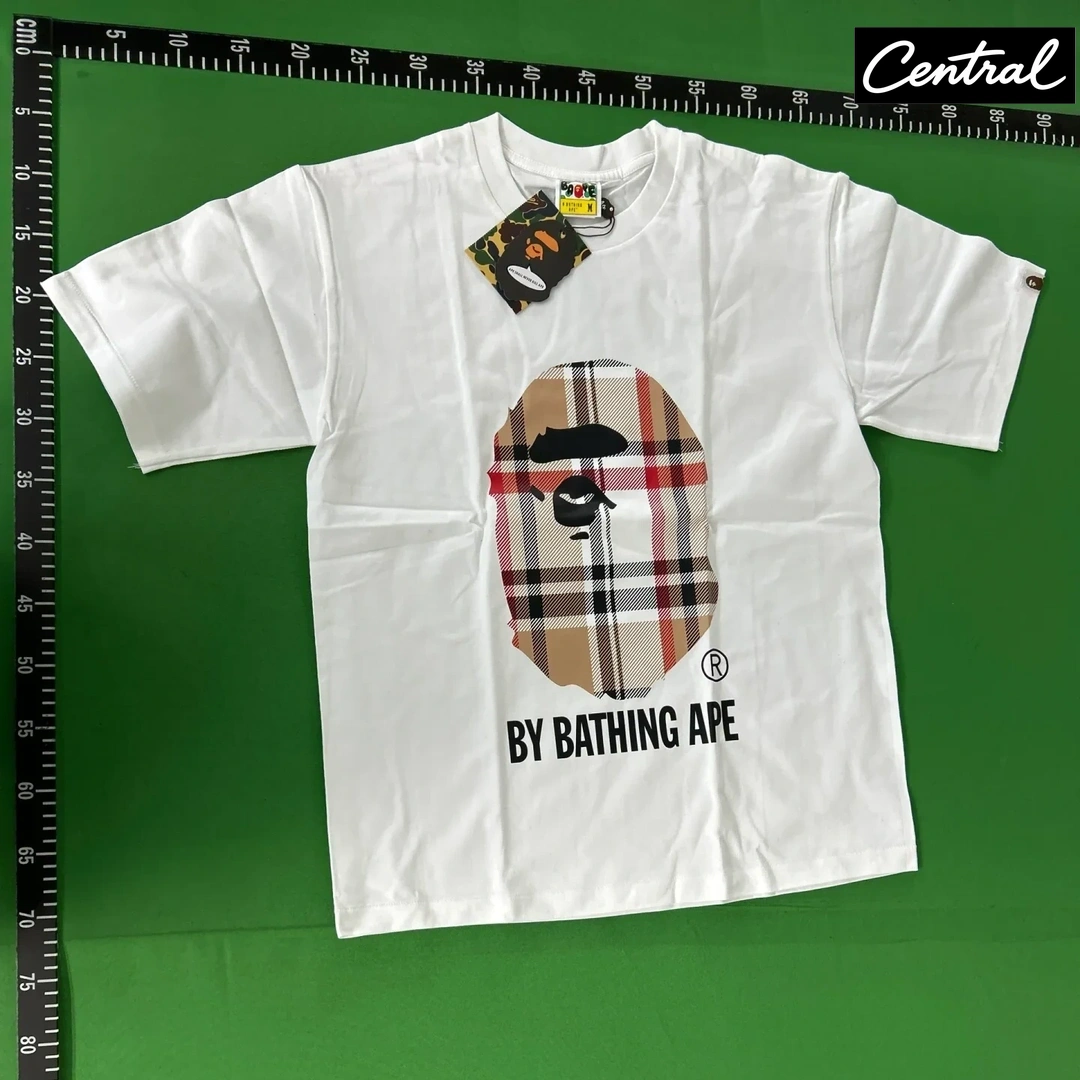 BAPE A Bathing Ape Check by Bathing Tee - white