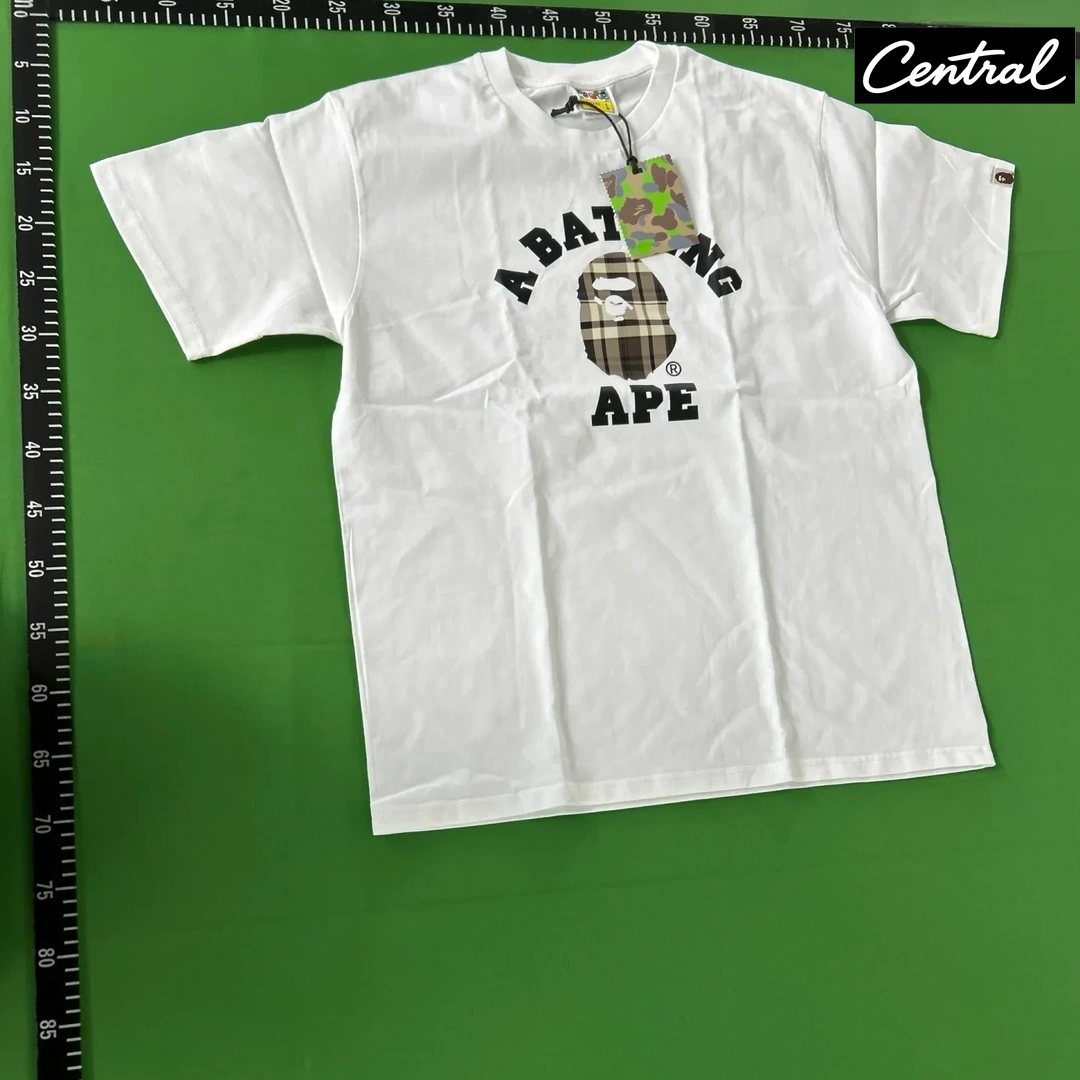 BAPE Check College Tee - white