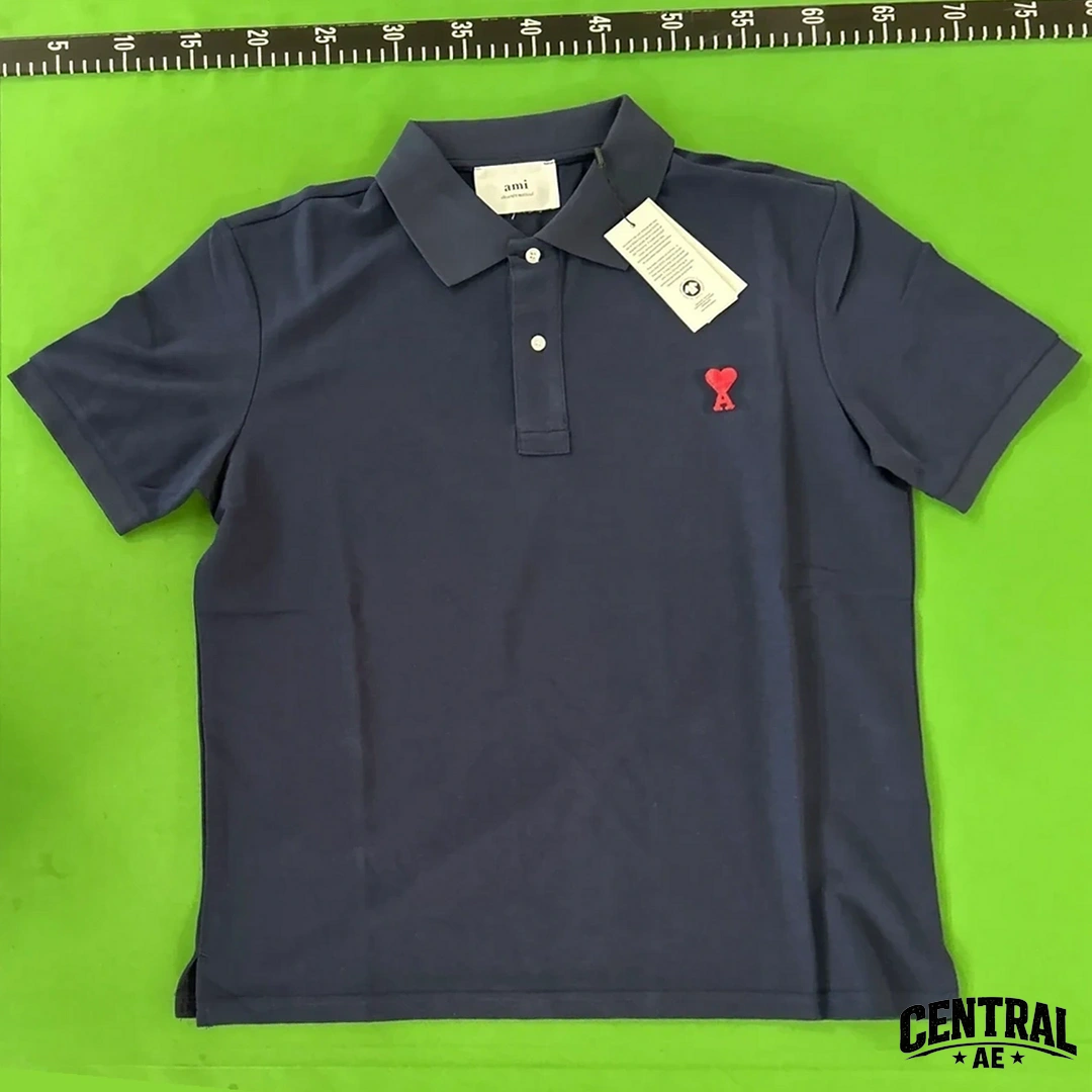 Ami Paris De Coeur Embroidered Polo Shirt - Navy