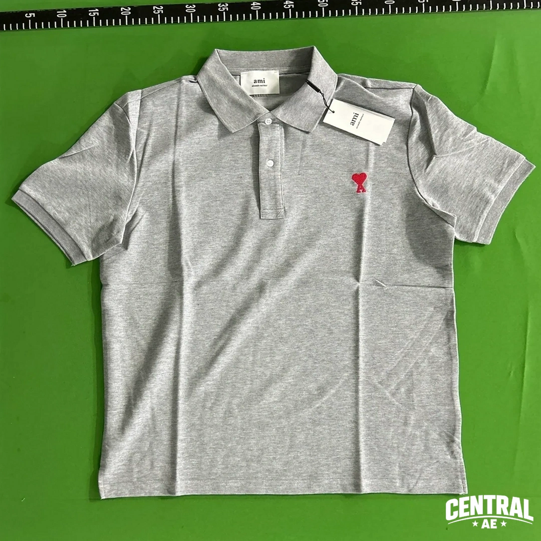 Ami Paris De Coeur Embroidered Polo Shirt - Gray