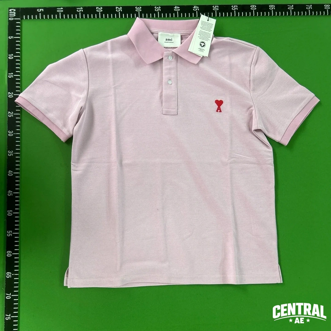 Ami Paris De Coeur Embroidered Polo Shirt - Pink