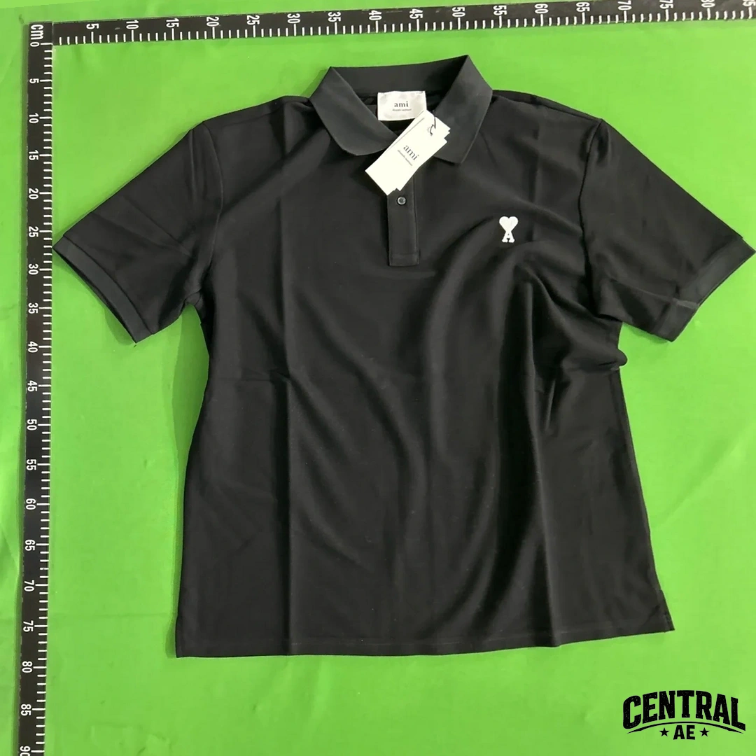 Ami Paris De Coeur Embroidered Polo Shirt - Black