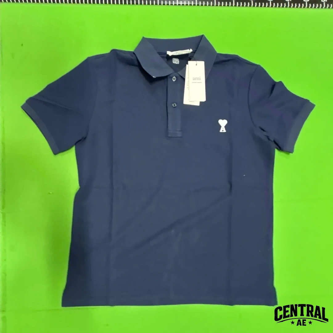 Ami Paris De Coeur Embroidered Polo Shirt - Navy