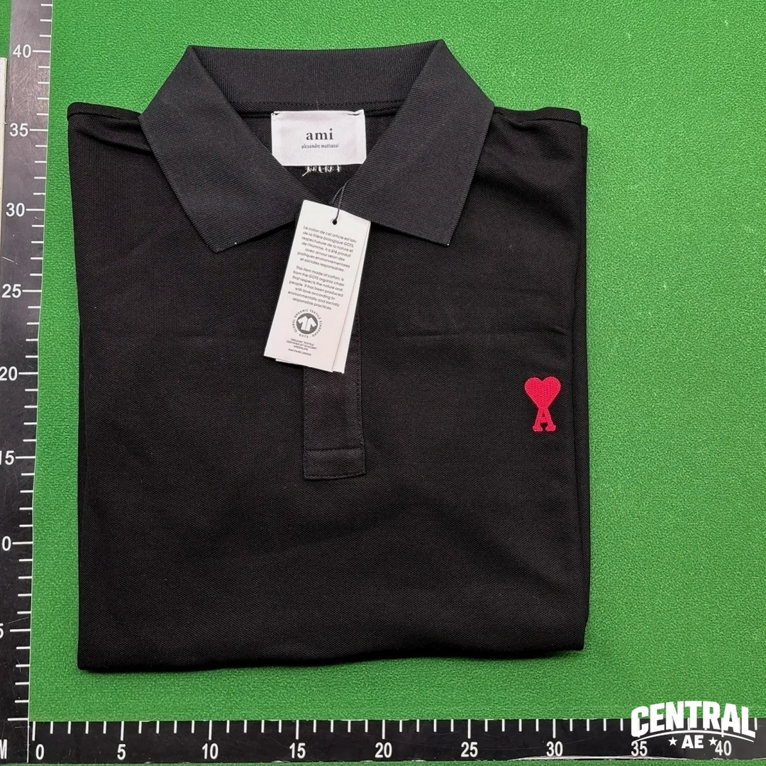 Ami Paris De Coeur Embroidered Polo Shirt - Black