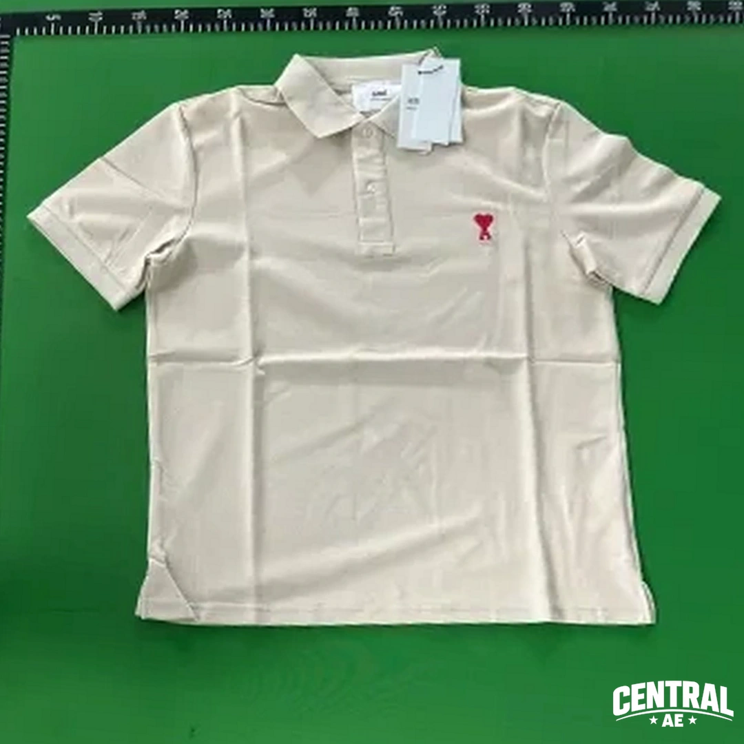 Ami Paris De Coeur Embroidered Polo Shirt - Khaki