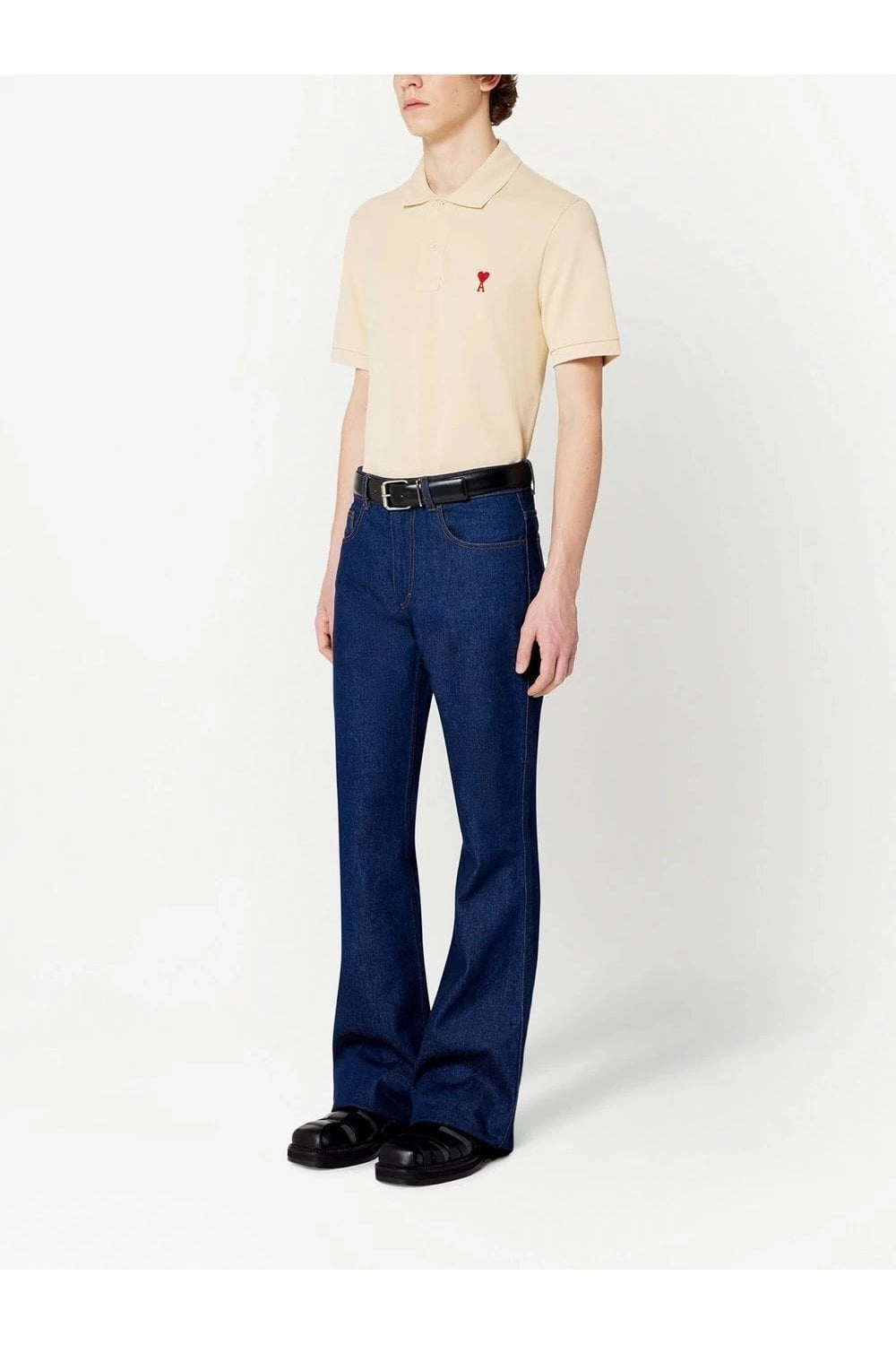 Ami Paris De Coeur Embroidered Polo Shirt - Apricot