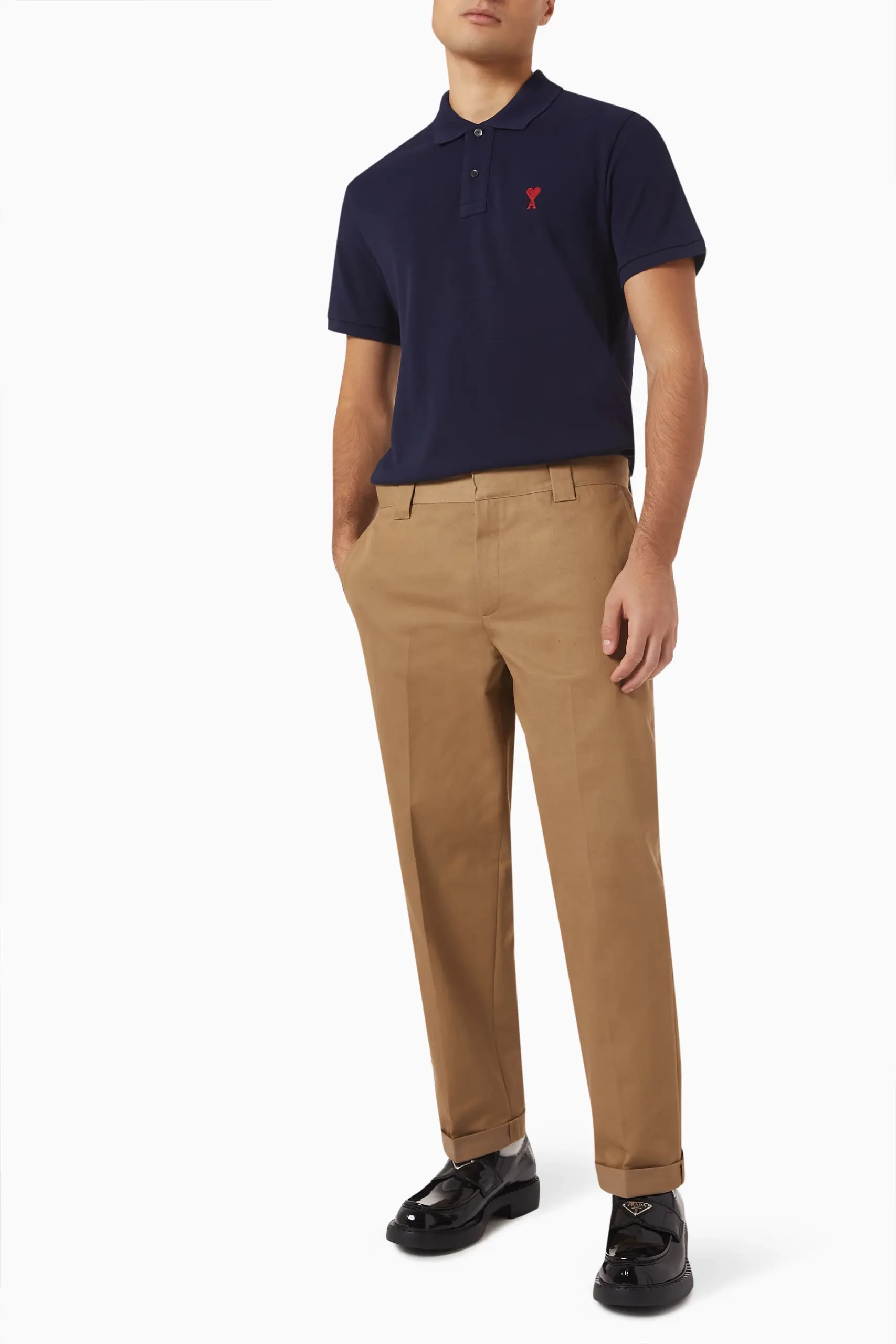 Ami Paris De Coeur Embroidered Polo Shirt - Navy