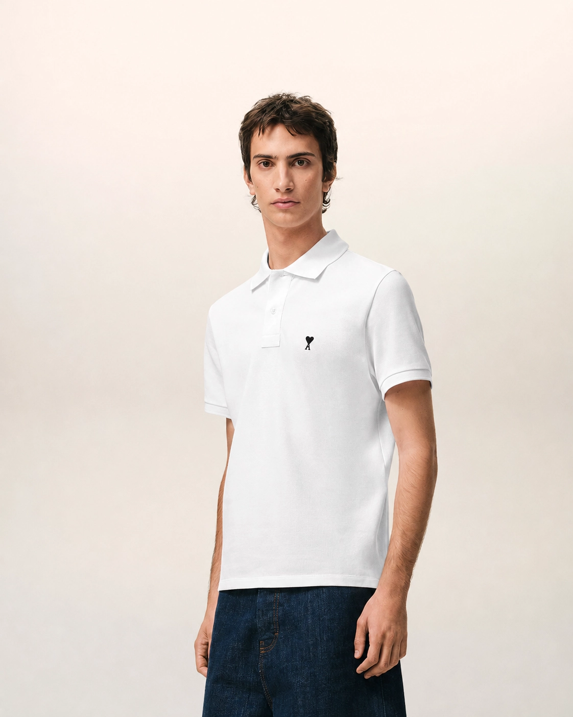 Ami Paris De Coeur Embroidered Polo Shirt - White
