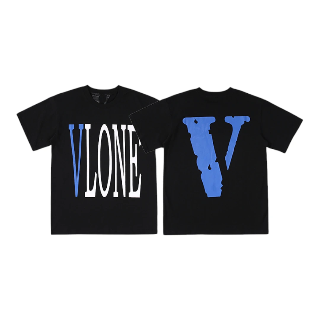 VLONE Blue V Logo T-Shirt - Black