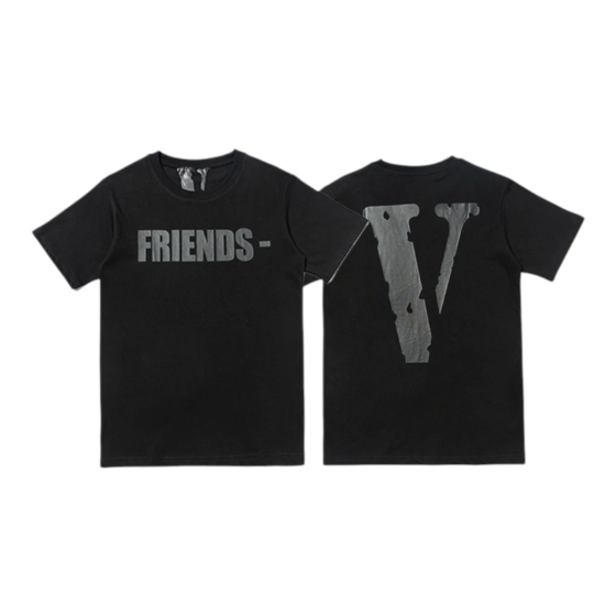VLONE Monochrome Friends V T-Shirt - Black / Black Logo