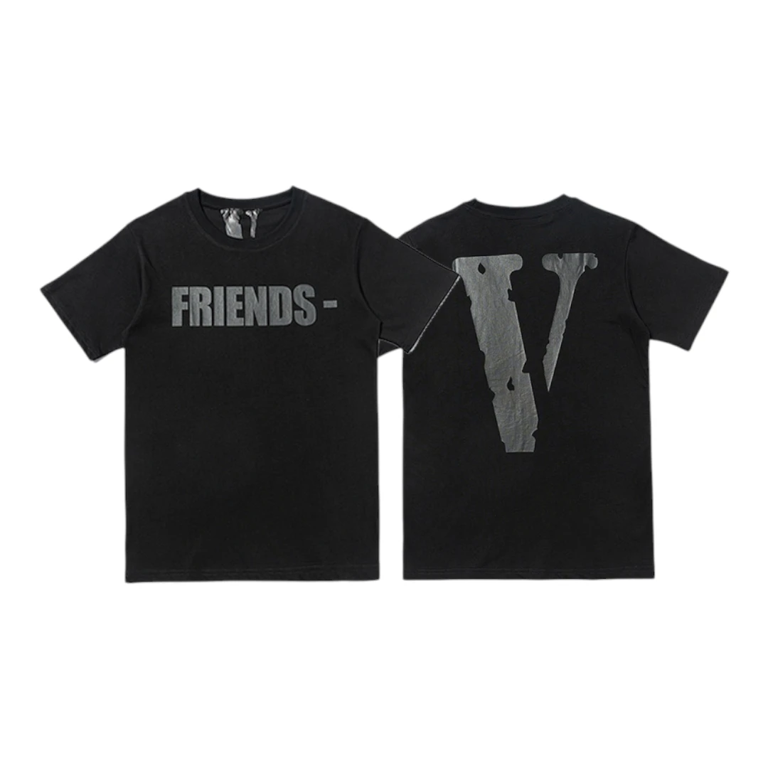 VLONE Monochrome Friends V T-Shirt - Black / Black Logo