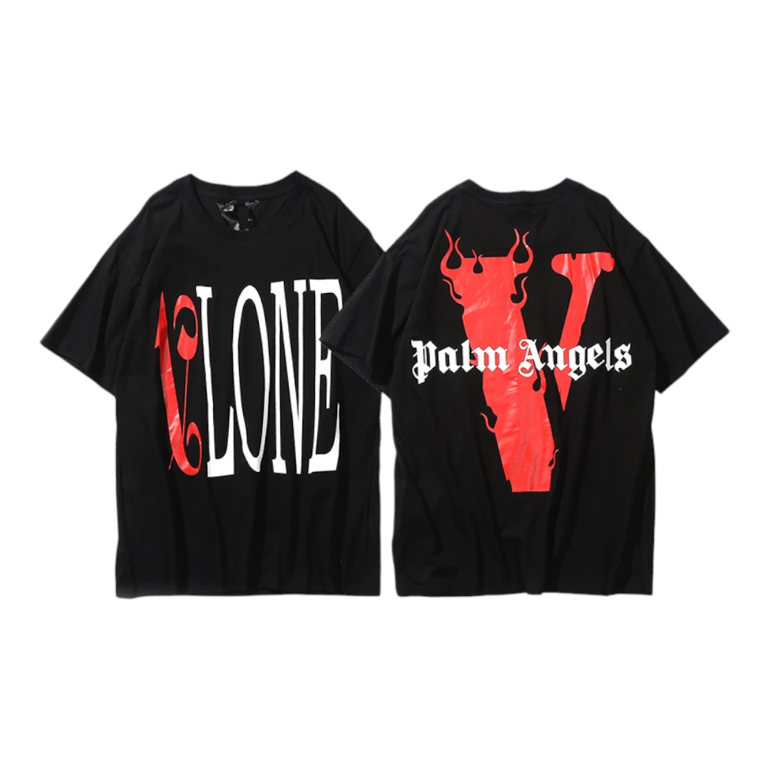 VLONE Palm Angels Flame V T-Shirt - Black