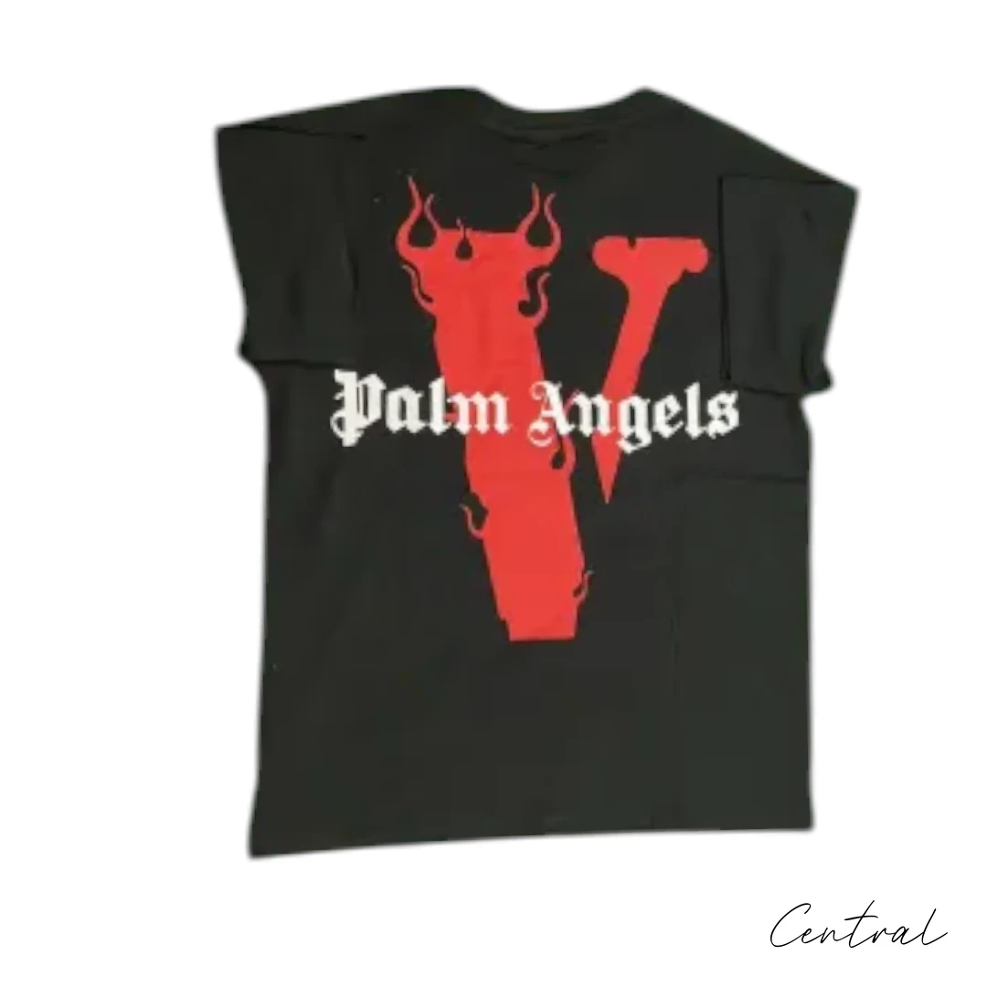 VLONE Palm Angels Flame V T-Shirt - Black