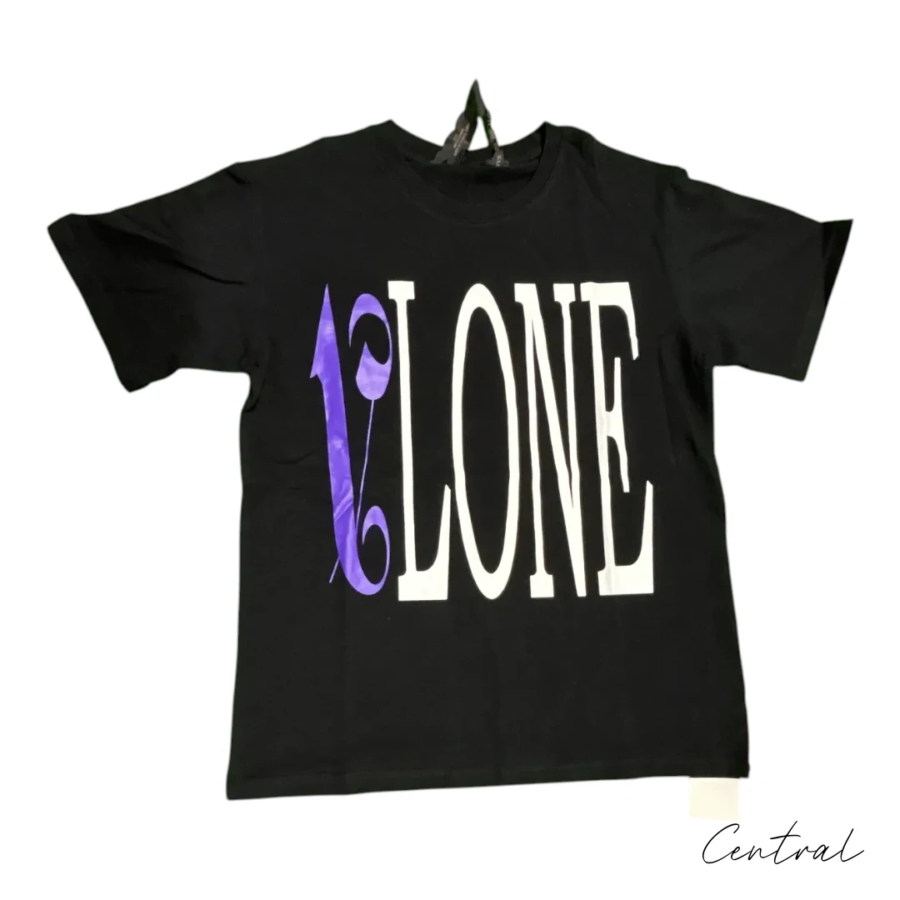 VLONE Palm Angels Purple Flame V T-Shirt - Black