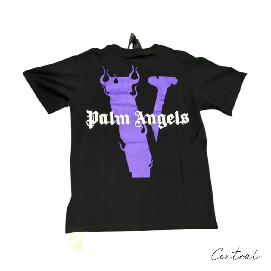 VLONE Palm Angels Purple Flame V T-Shirt - Black