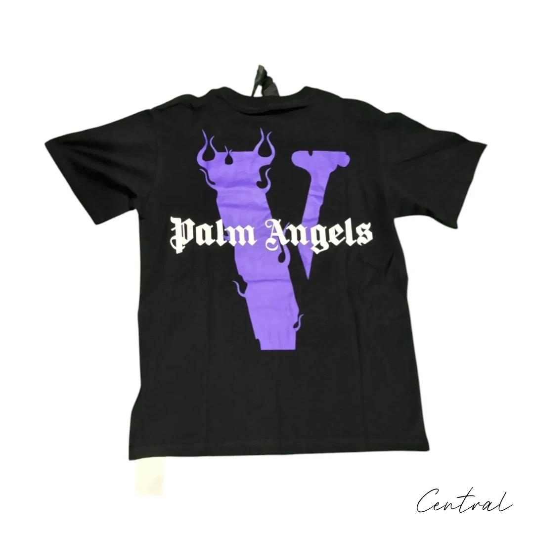 VLONE Palm Angels Purple Flame V T-Shirt - Black