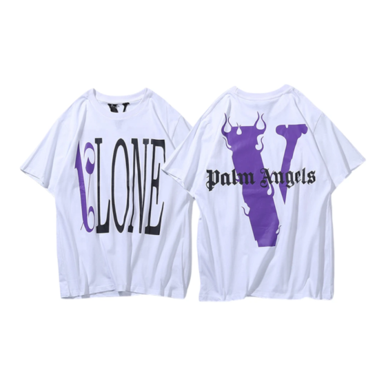 VLONE Palm Angels Purple Flame V T-Shirt - White