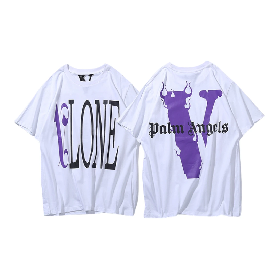VLONE Palm Angels Purple Flame V T-Shirt - White