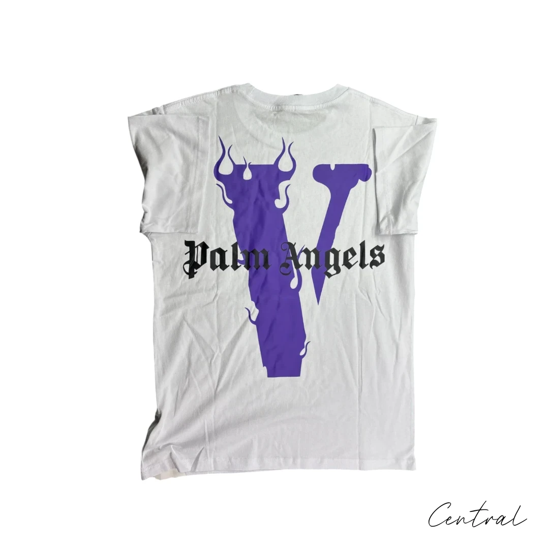 VLONE Palm Angels Purple Flame V T-Shirt - White