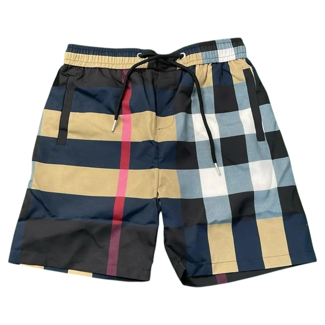 Burberry Navy Oversized Check Swim Shorts