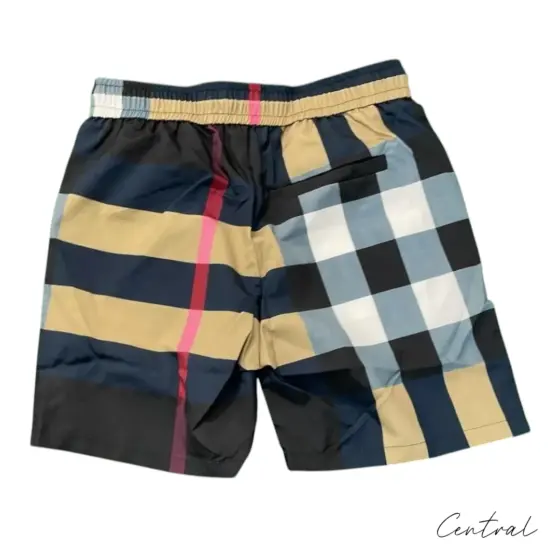 Burberry Navy Oversized Check Swim Shorts - Image 2