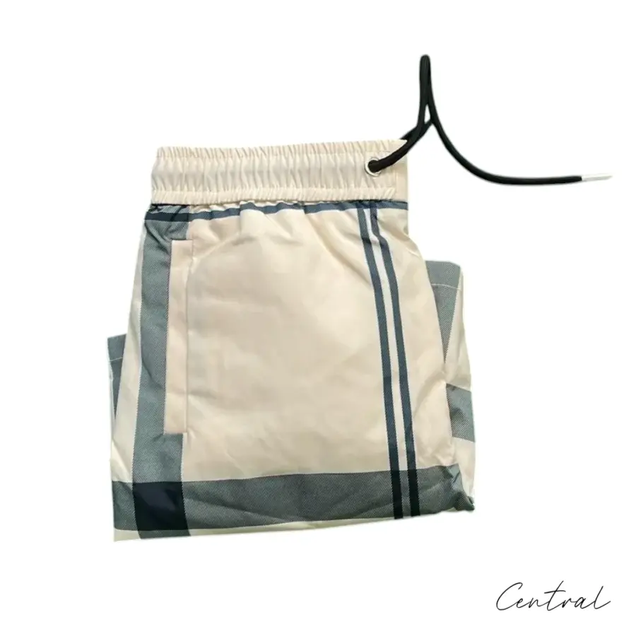 Burberry Cream Check-Trim Swim Shorts - Image 3