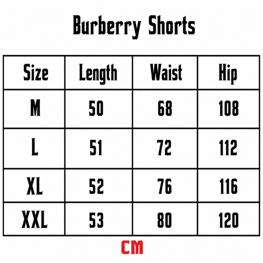Burberry Navy & Cream Stripe Swim Shorts - Size Chart