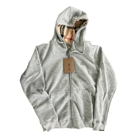 Burberry Full-Zip Hoodie - Grey White