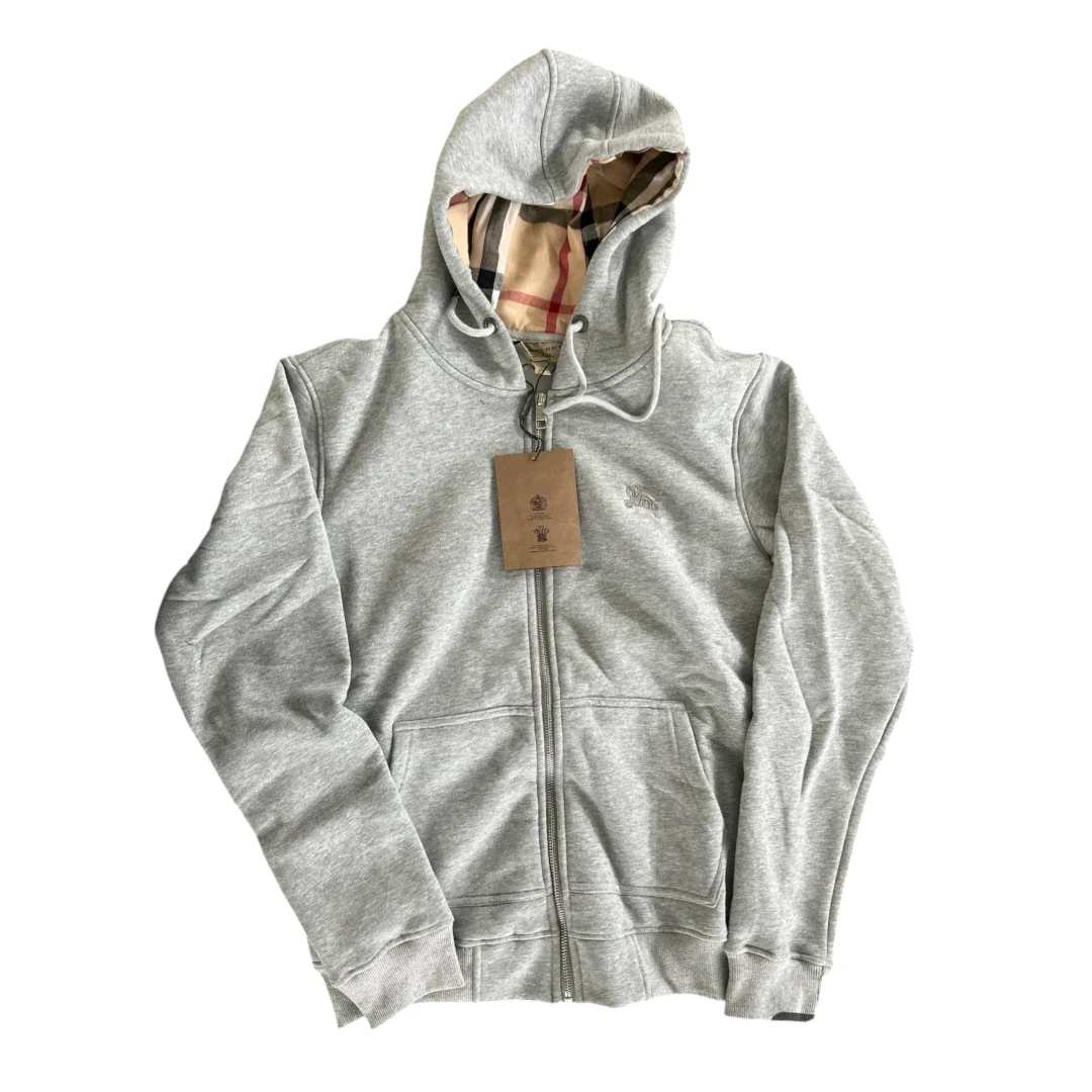 Burberry Full-Zip Hoodie - Grey White