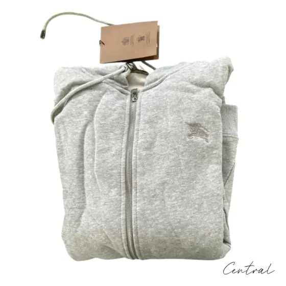 Burberry Full-Zip Hoodie - Grey White - Image 3