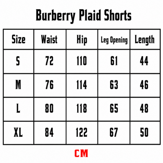Burberry Vintage Check Swim Shorts - Beige - Size Chart
