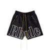 Rhude Oversized Logo Zip-Pocket Shorts - Black / White Logo