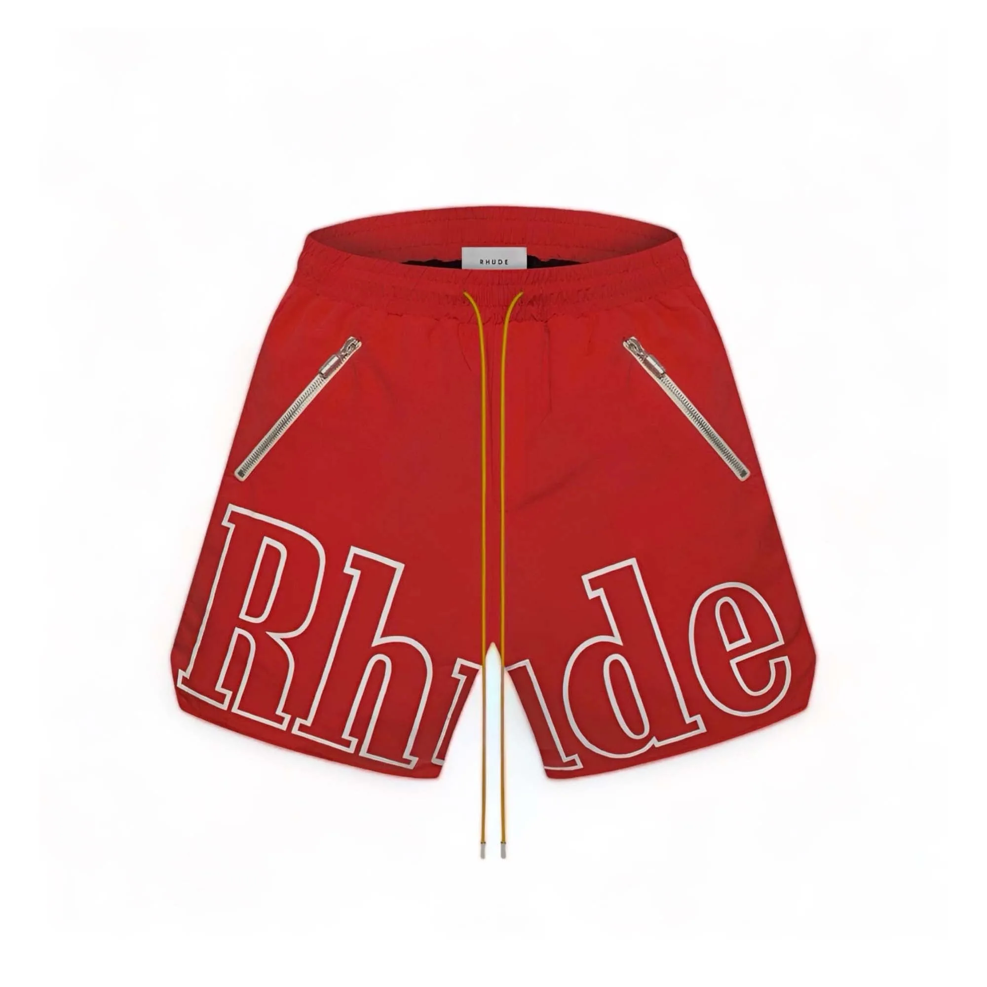 Rhude Oversized Logo Zip-Pocket Shorts - Red
