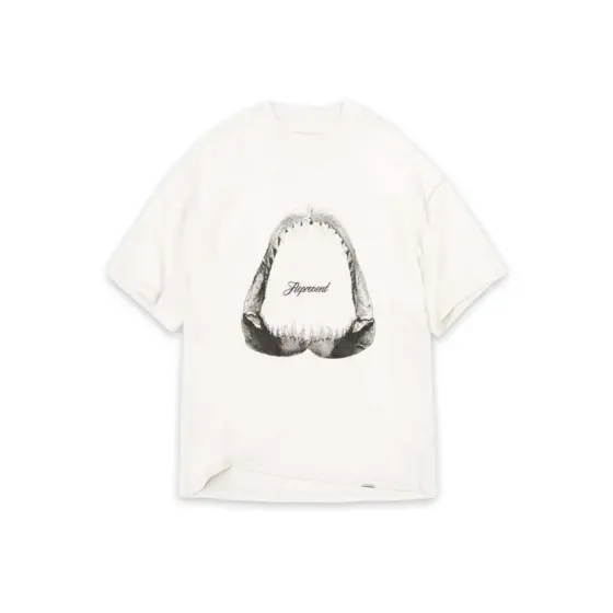 Represent ‘ SHARK JAWS T-SHIRT ‘ flat white