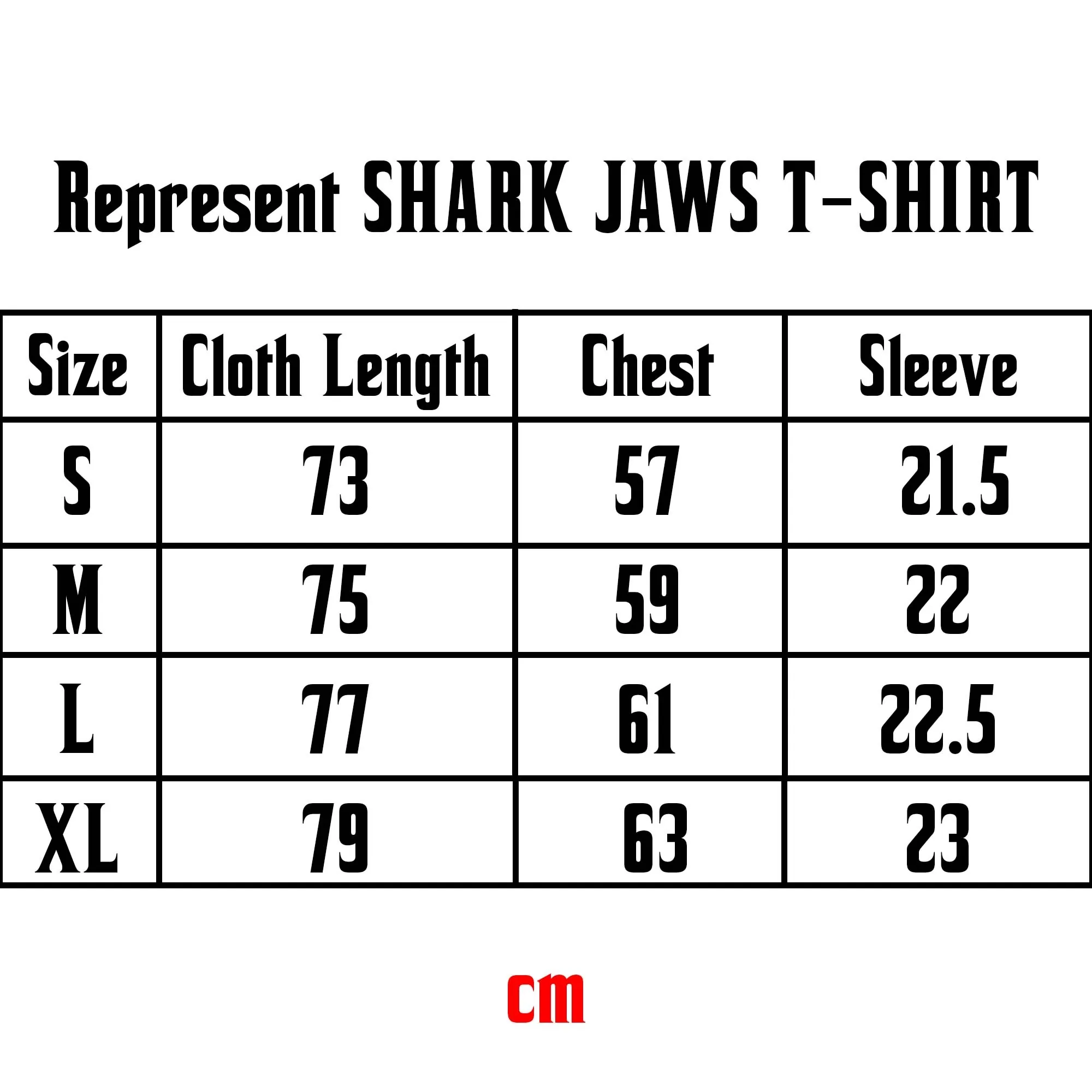 Represent ‘ SHARK JAWS T-SHIRT ‘ flat white