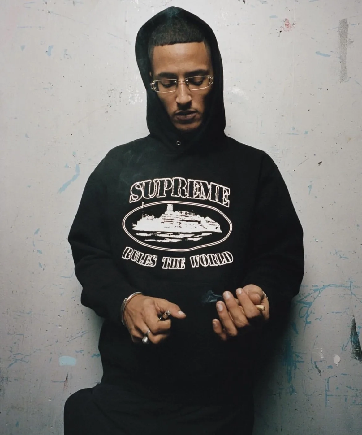 upreme Corteiz Rules The World Hoodie Black